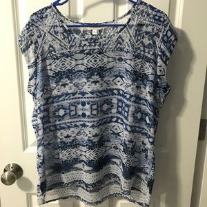 Blue and white blouse